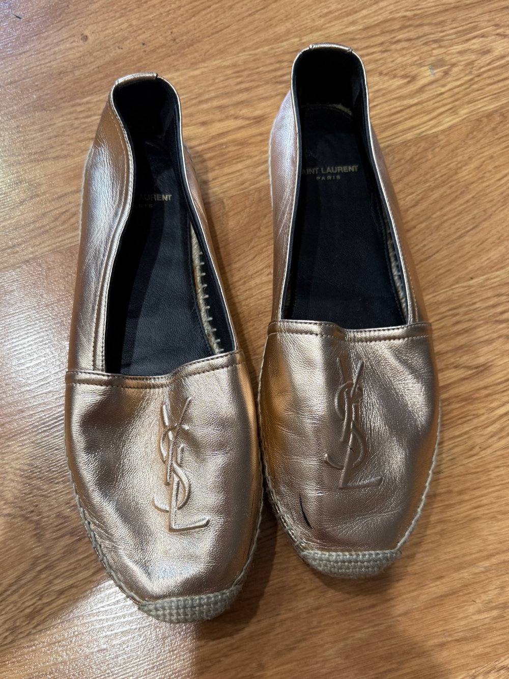 LKN Authentic Saint Laurent Metallic Espadrille Flats size 38